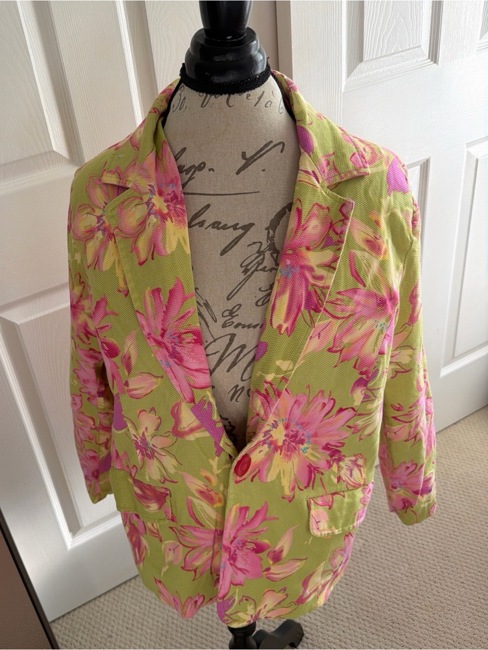 Floral Pink and Lime Green Jacket Susan Graver size 22w XXL women’s #party #work